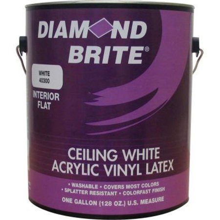 DIAMOND BRITE Interior/Exterior Paint, Flat, White, 1 gal 40300-1